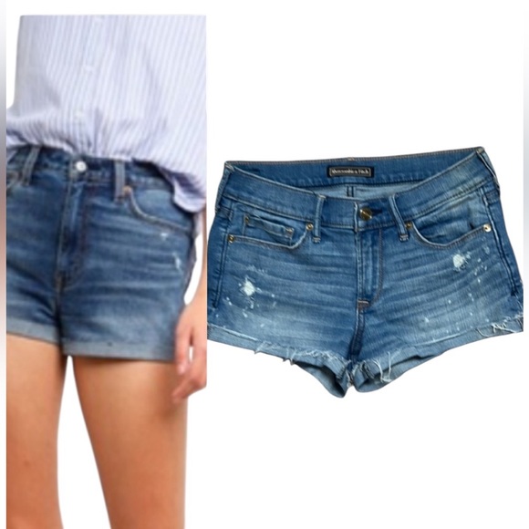 Abercrombie & Fitch Pants - Abercrombie & Fitch Jean Short Sz 26 Medium Wash Distressed Denim Jean Shorts